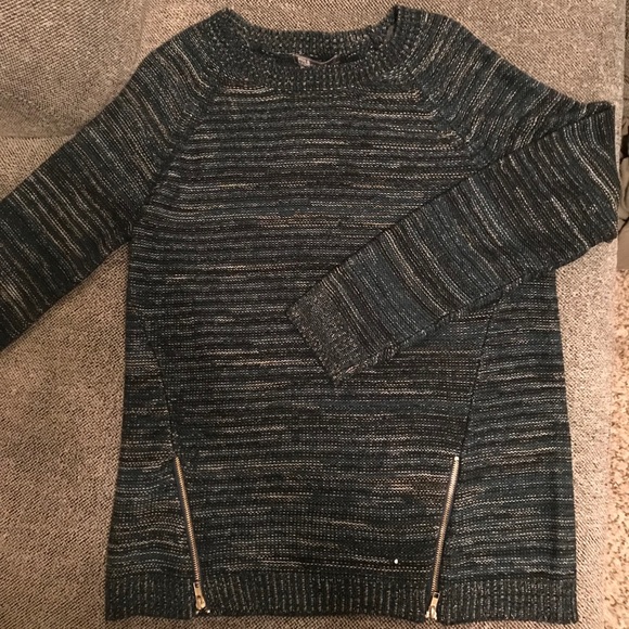 NWT 89th and Madison 2 Front Hem Zip Crew Sweater - Picture 2 of 3